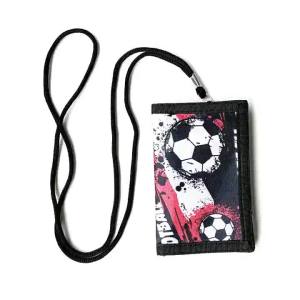 Cross-border Long-term In-stock Youth Football Print 70% off Foldable Boys Wallet with Lanyard Foldable Mens Wallet