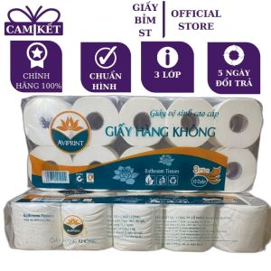 Giấy vệ sinh Hàng không 3 lớp 10 cuộn cao cấp cho nhà hàng khách sạn