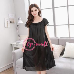 CP Mall [Ready Stock] Women Ice Silk Comfy Plus Size Baju Tidur Pyjamas Nightdress Sleepwear Nightwear - S1094 (with 10 colours optional) Baju Tidur Wanita
