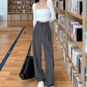 Plus Size  20-37 Waist Korean Highwaist Suit Pants for Women Casual Loose Wide Leg Straight Pants