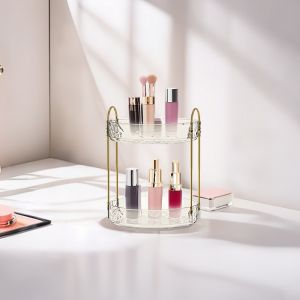BW-K173 Rak Kosmetik Putar 360 Derajat 3 Tingkat / Rak Make Up Organizer / Rak Penyimpanan Serbaguna