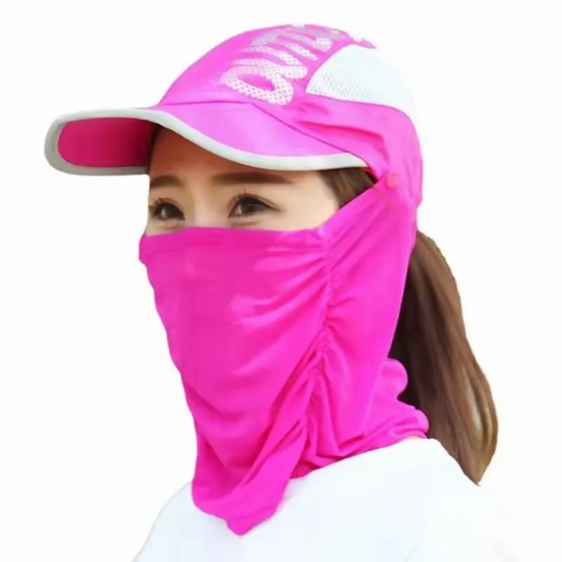 Midnight Fishing Flap Caps Men Women Quick Dry Sunshade UV Protection  Removable Ear Neck Cover Outdoor Sportswear Accessories,Pink 