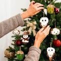 4Pcs White Owl Ornaments - Handmade Hanging Animal Ornaments, Christmas Decor - Ideal for Christmas Tree Decoration, Holiday Centerpiece, and Home Decor. 