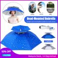 Foldable Double-Layer Anti Rain UV Sun Protection Golf Fishing Umbrella Hat Hiking Camping Beach Headwear Cap Payung Topi. 