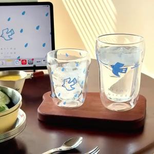 Bird series double-layer glass cup high aesthetic appeal new trendy internet-famous drinking cup high-temperature resistant household coffee cup