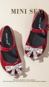 RT♢Giày Búp Bê Công Chúa Đế Mềm Đính Hoa Lấp Lánh Thời Trang Mùa Hè Mới 2023 Cho Bé Gái3/30