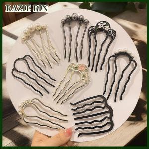 RAZIE BIN Kim loại hình chữ U tóc Ngã Ba lược ngọc trai tua tóc gậy kẹp tóc kẹp tóc phụ nữ Cô Gái Tóc phụ kiện trang trí phong cách công cụ