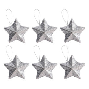 YESPERY 6PCS Christmas Tree Mini Gold Powder Star Decor Pendant Christmas Ornament Xmas Party DIY Crafts Accessories