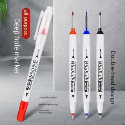 6Pcs/Set 20m Deep Hole Long Nib Head Markers For Metal Perforating Pen Waterproof Bathroom Woodworking Decoration Multi-Purpose