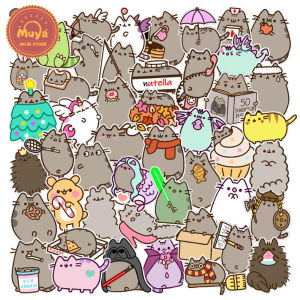 MUYA 50pcs Pusheen Stickers for Kids Cute Cat Stickers for Journal Waterproof Graffiti Stickers