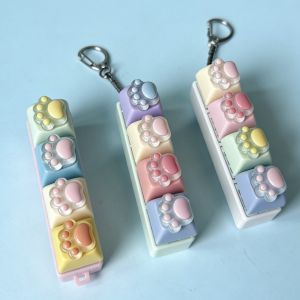 Cute Four-button Cats Claw Decompression Button Keychain Pendant Candy Color Cats Claw Pendant Silicone Button
