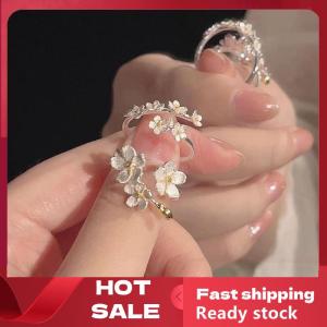 🚚【Local Express Delivery】🚚 Delicate Flower Opening Adjustable Rings For Women Silver Color Minimalist Finger Ring Engagement Fine Jewelry Female Gift