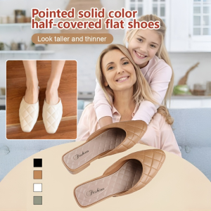 Pointed Solid Color Non-slip Slip-on Slippers Womens Heels Sandals Elegant Party Fashion Wedding Office Casual Shoes