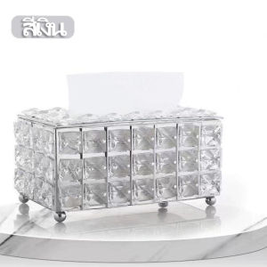 กล่องใส่ทิชชู่ กล่องทิชชู่งานคริสตัล กล่องใส่กระดาษทิชชู่ กล่องใส่กระดาษ ที่ใส่ทิชชู่งานคริสตัล