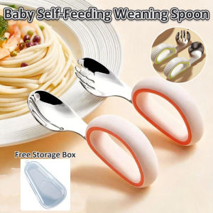 316L Stainless Steel Baby Self-Feeding Spoon Short Handle Training Utensil for Toddlers