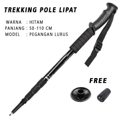 Tracking Pole Lipat Tongkat Gunung Trekking Hiking Dapat Diatur Sesuka Hati 50-110cm