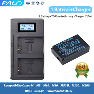 PALO Baterai Canon LP-E12 Battery LP E12 2 Slot Pengisi Daya Baterai Kamera Digital for Canon Eos M M2 M50 M100 M10 100D