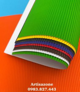 Giấy màu gợn sóng khổ A4 (01 mặt màu 01 mặt trắng) - Set 10 tờ 10 màu