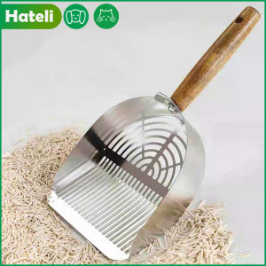 HATELI Xẻng xúc cát vệ sinh cho mèo bằng kim loại có giá đỡ xẻng xúc cát bằng thép không gỉ chịu lực cao & sàng lọc tốc độ hai lỗ rộng giúp vệ sinh nhanh chóng xẻng xúc cát cho mèo có tay cầm chắc chắn chống gãy cho hộp vệ sinh cho mèo