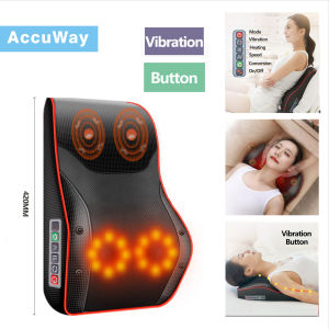 AccuWay Portable Neck Massager with Heat Knead Shiatsu Air Compress Back Massage Vibrator Body Massage Machine for Shoulder Waist and Calf Massage pillow Perfect Gift for Parents Used at Home Office Car