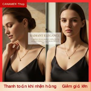 CS Womens hình học Vòng cổ mạ vàng hạt chuỗi với màu trắng Zircon Mặt dây chuyền đồ trang sức tinh tế cho kỷ niệm