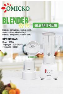 HC / OMICKO Blender Plastik / Kaca Pisau Stainless 1 / 1.5 Liter 4in1 (190 Watt)