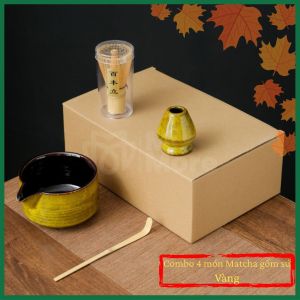 Combo 7 món matcha chuẩn Nhật hộp xanh bát trụ hiện đại đầy đủ phụ kiện trà đạo chuyên nghệp quà tặng cao cấp Mixmore