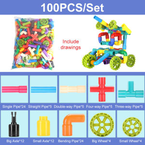 30-200PCS Construction Water Pipe Building Blocks Toys For Kids Plastic DIY Assembling Pipeline Tunnel Blocks Toys Gifts