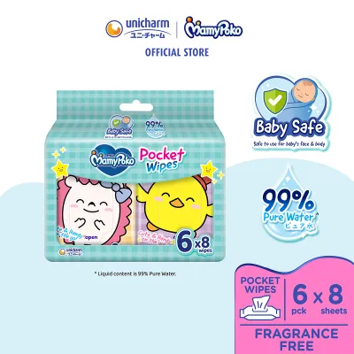 MamyPoko PokoChan Pocket Wipes (8 Sheets * 6 Packs)