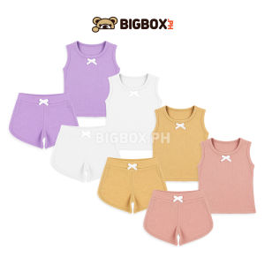 BigboxPH Kids Ribbed Sando Shorts Terno for Kid Girl 1-12 Years Old | Cute Pambahay & Panglakad | Soft comfy cotton kidswear for kids | trendy kids fashion outfit for kids boy and kids girl | everyday playwear and pambahay for kidswear PH