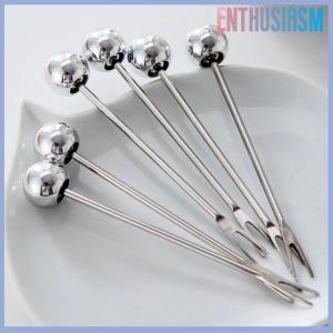 【Enthusiasm】🌟🌟【Hot Sale】🎈 ส้อมสแตนเลส6ชิ้นพร้อมโถเก็บของอุปกรณ์รูปหมีน่ารักสำหรับงานปาร์ตี้ชิมของหวานสลัดผลไม้ดอง