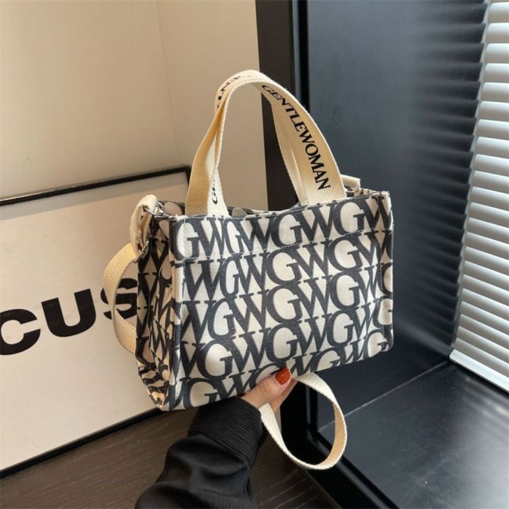 TGUJ Thai Gentlewoman Canvas Bag GW Printing Letter Tote Bag Casual ...