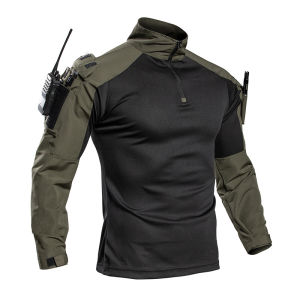 Mens Tactical Combat Shirt Quick Dry Military Long Sleeve Shirt with Arm Pockets for Outdoor Hiking Airsoft Hunting EU Size2026