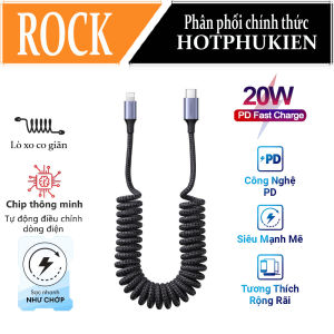 Dây cáp sạc lò xo sạc nhanh PD 20W USB C to Light chuẩn Type C PD 3.0 hiệu Rock Spring PD Cable cho iPhone / cho iPad / cho Airpods (truyền tải dữ liệu tốc độ cao 480Mbps trang bị chip điều chỉnh dòng điện thông minh) - Phân phối bởi Hotphukien