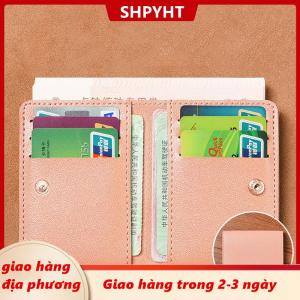 [COD] SHPYHT Giao hàng địa phương Rắn Màu PU Da Ví Nhỏ Cho Phụ Nữ Ngắn Đơn Giản Của Phụ Nữ Ví Với Các Nút Siêu Mỏng Thẻ Tín Dụng Túi Đồng Xu Ví