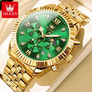 OLEVS watch for men original waterproof 2024 new sale pawnable luxury multifunction large dial casual stainless steel calendar display