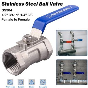 INTOONE SS304 Stainless Steel Ball Valve 1/2" 3/4" 1" 1/4" 3/8 2P Full Port Ball Valve High Temperature Resistance Threaded Ball Valve