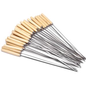 10-20PCS Reusable Stainless Steel Barbecue Skewers 35CM Needle Kebab Kabob Stick Camping Kitchen Roasting Tools