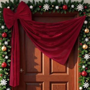 REGISTR Soft-Draping Large Christmas Bowknot Long Streamers Wrinkle-Resistant Xmas Tree Topper Bows Party Supplies Solid Color Christmas Decorative Bow Festive Home Decor