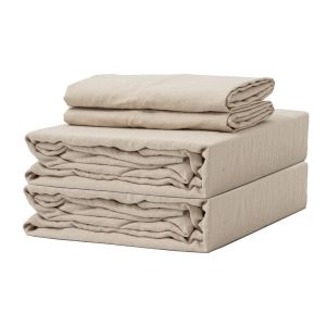 KAPAS LIVING | Fitted Bedsheet Set with Duvet Cover | 100% French Linen | Single/Queen/King/Super King