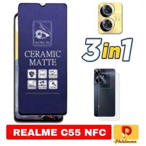 PAKET 3 IN 1 TEMPERED GLASS MATTE CERAMIC ANTI BLUE FOR REALME 11 4G 2023 / REALME C51 NFC / REALME C53 NFC / REALME C55 NFC / REALME C33 MATTE CERAMIC ANTI PECAH