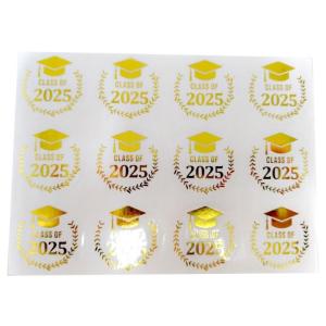 120Pcs lá vàng kim mũ tốt nghiệp Sticker 40Mm Dính Pet Sticker Chống Nước Niêm Phong Nhãn Cho Con Dấu Phong Bì Thẻ