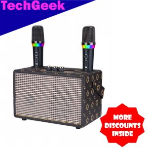 TG M100 Wireless Bluetooth V5.3 Speaker HiFi Sound Quality Leather Design with Dual RGB Wireless Microphone