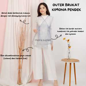 OUTER BRUKAT KIMONA PENDEK TANPA LENGAN