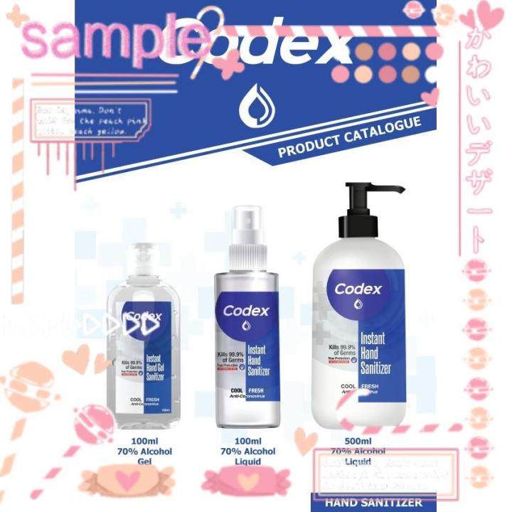 CODEX 70 Alcohol Instant Hand Sanitizer 100ML, 500ML 1 Liter. KKM