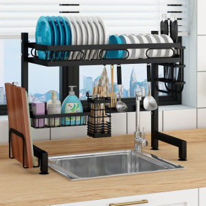 Locaupin Full Set Dish Drying Rack The Sink Large Dish Rack Drainer Kitchen Organization Storage Space Save Shelf Holder
