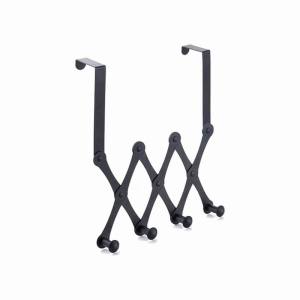【SKIT SG】4/5/6 Hook Expandable Door Over the Hooks Behind Back Door Hanger Stainless Steel 6-Hooks Hanging Rack Clothes Towel Coat Hat Storage Organiser Organize Hang Key Holder Wall Door Organizer Retractable Telescopic Drill Free for Bedroom Bathroom