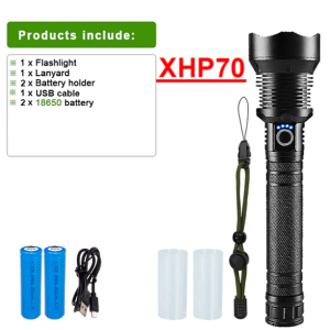 Senter Sangat Terang Powerful LED Flashlight XHP 70.2 Lamp bead Zoomable 3 lighting modes LED Torch Support for Mircro USB charging hunting lamp