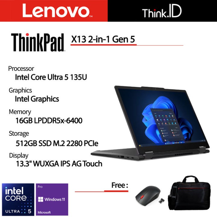 ThinkPad X13 2in1 G5 Touch Ultra 5 135U 16GB 512GB NVMe IR 13.3