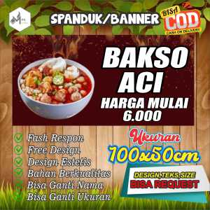Spanduk Banner Size 100x50cm Baso Aci Free Custom Design